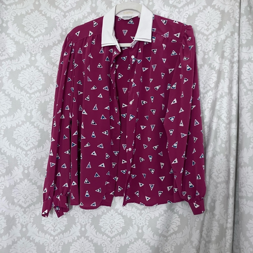 Vintage “Sports Galore” Silk Blouse M